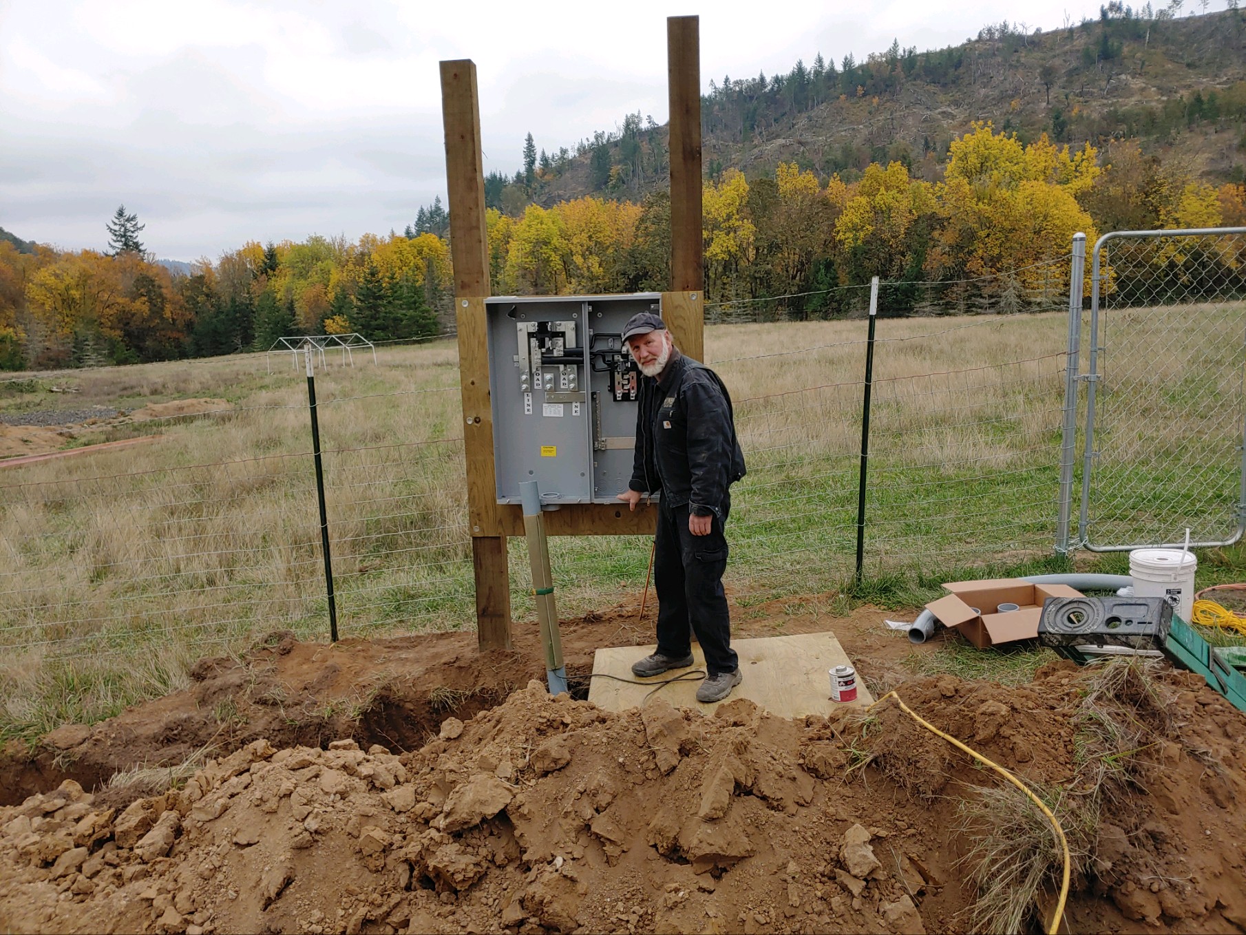 Electrician working on a panel